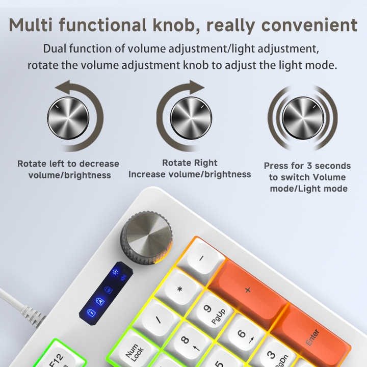 Zaqoro MechaTune K93 Wired RGB Keyboard – 93-Key Layout with Multifunction Knob</br>Creative Control. Precision Feel. Desktop Dominance. - Image 3