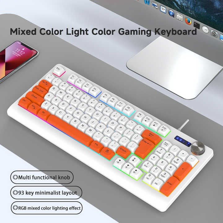 Zaqoro MechaTune K93 Wired RGB Keyboard – 93-Key Layout with Multifunction Knob</br>Creative Control. Precision Feel. Desktop Dominance. - Image 4