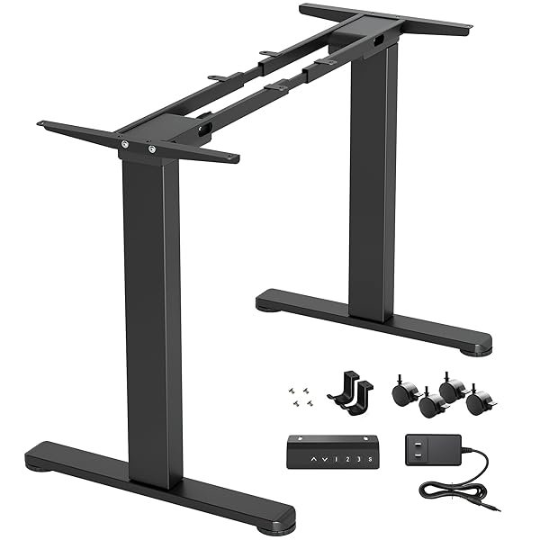 Zaqoro Dual Motor Standing Desk Frame, Electric Stand Up Desk Legs Frame Workstation Up to 63",T-Shaped Adjustable Standing Computer Desk for Home and Office, (Black Frame only)