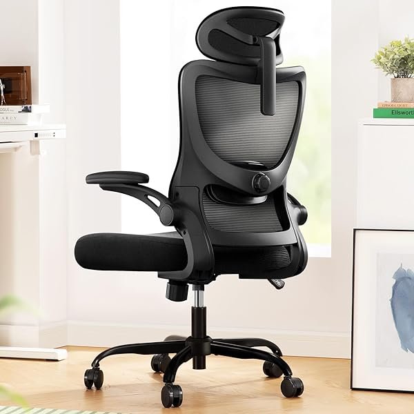 Zaqoro Ergonomic Office Chair: Office Computer Desk Chair with High Back Mesh and Adjustable Lumbar Support Rolling Work Swivel Task Chairs with Wheel 3D Armrests and Headrest
